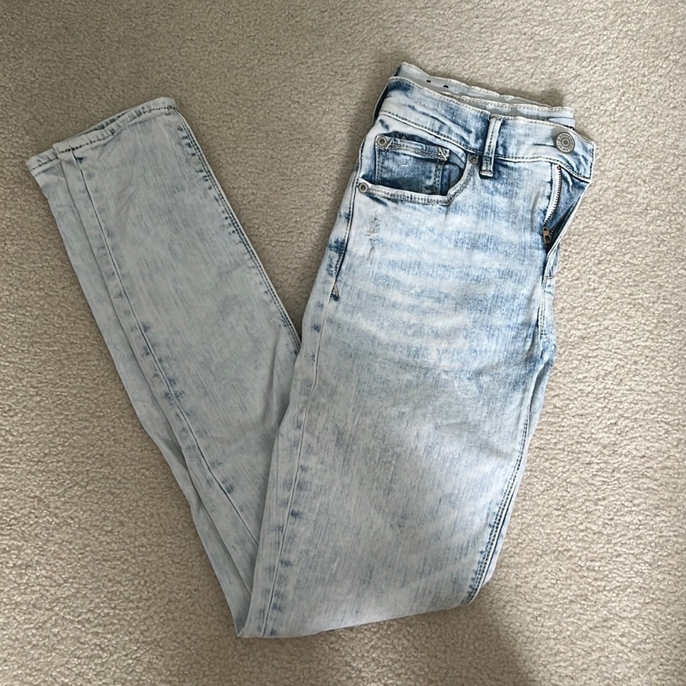 EXPRESS light wash skinny jean leggings size 0